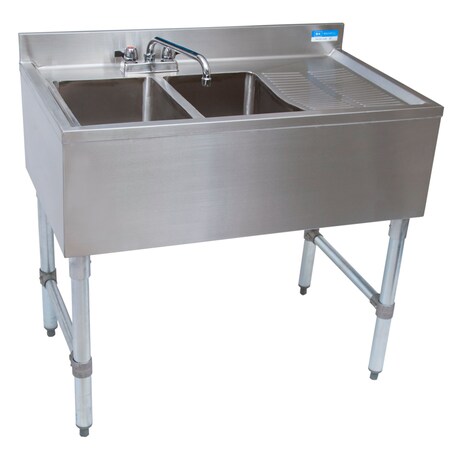 Bk Resources Stainless Steel 2 Compartment Underbar Sink 36"OAL 10X14X10D BKUBS-236RS